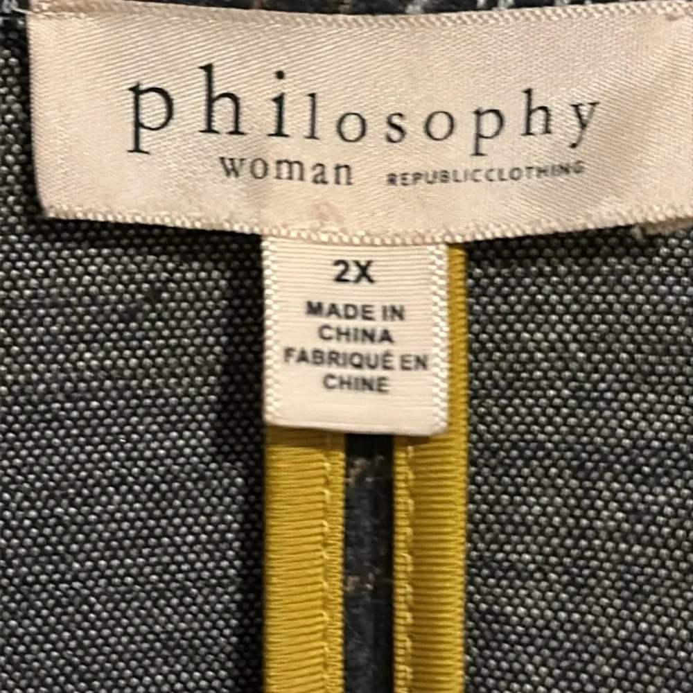 PHILOSOPHY Womens B&W Plaid Coat with Button Closure and Front Pockets Size 2X